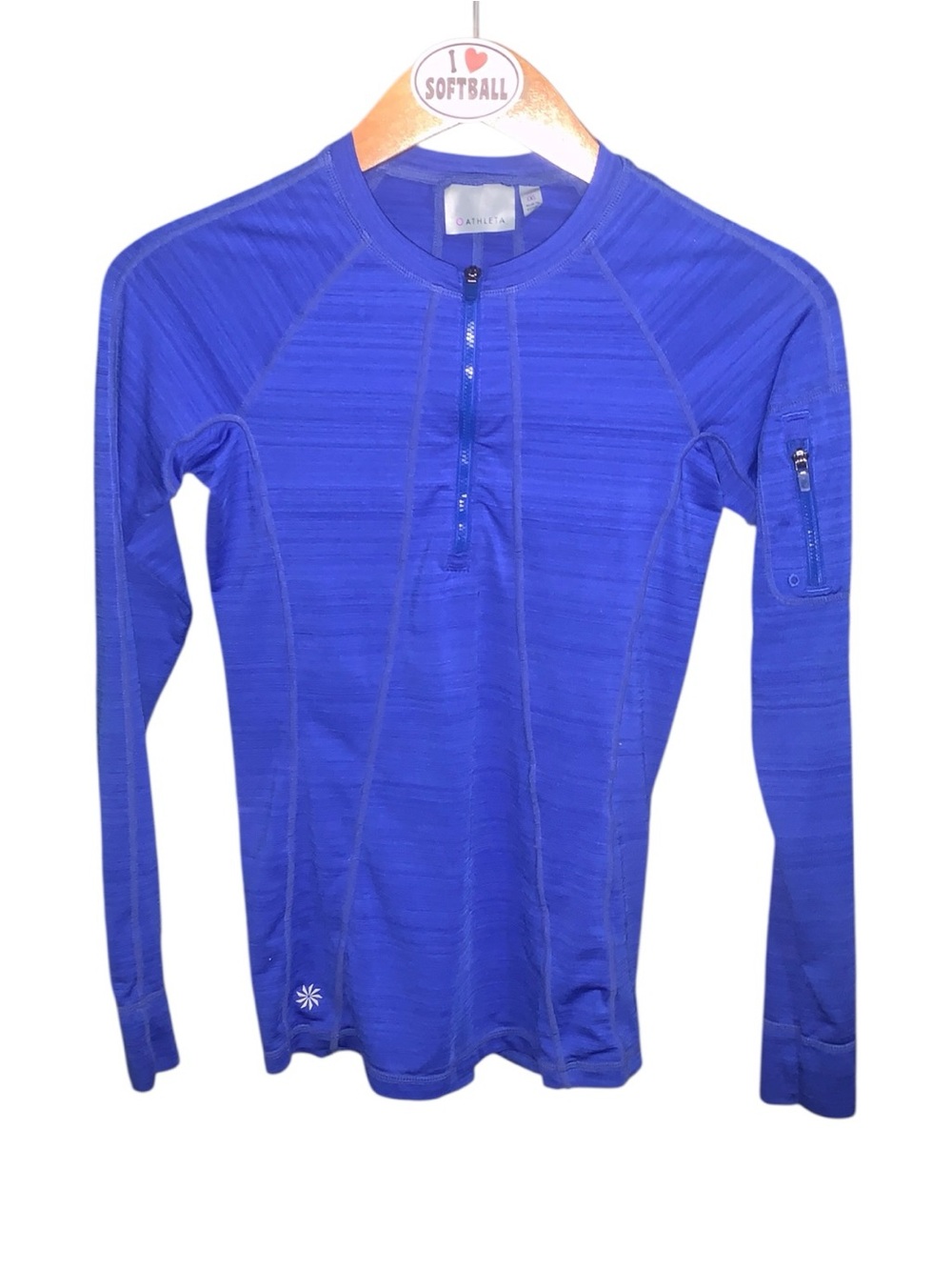 Athleta Vibrant Blue 1/4 Zip Pullover Long Sleeve Athletic Top